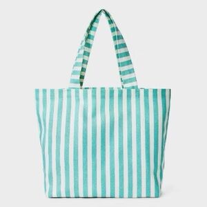 Canvas Beach Striped Tote Bag - Shade & Shore™ Teal Stripe